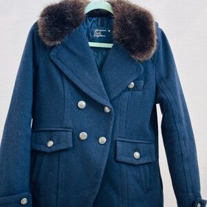 Blue American Eagle Wool Blend Coat